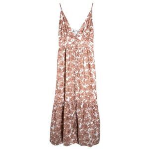 Abercrombie & Fitch Floral Button Slit Maxi Dress Linen Blend V Neck Medium